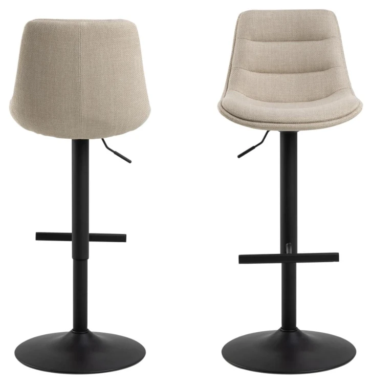 Adisa bar stool Seat beige Basel 24 Base steel matt black 2-Pack