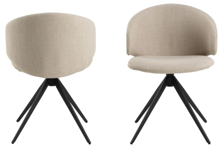 Ella dining chair Seat beige Basel 24 Base steel matt black