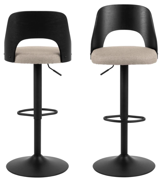 Lucy bar stool Seat sand Malmo 8 Base steel matt black 2-Pack
