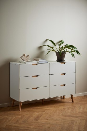 Komoda Lowell biała 6 szuflad 35x40x90 cm