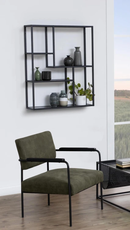 Regał wiszący Seaford czarny 75x20x91 cm