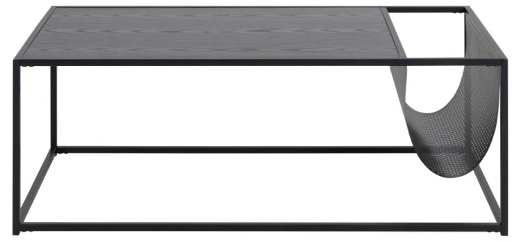 Stolik kawowy z gazetnikiem Seaford czarny 110x60x40 cm