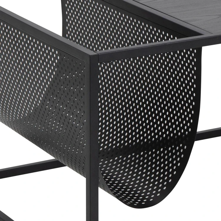 Stolik kawowy z gazetnikiem Seaford czarny 110x60x40 cm