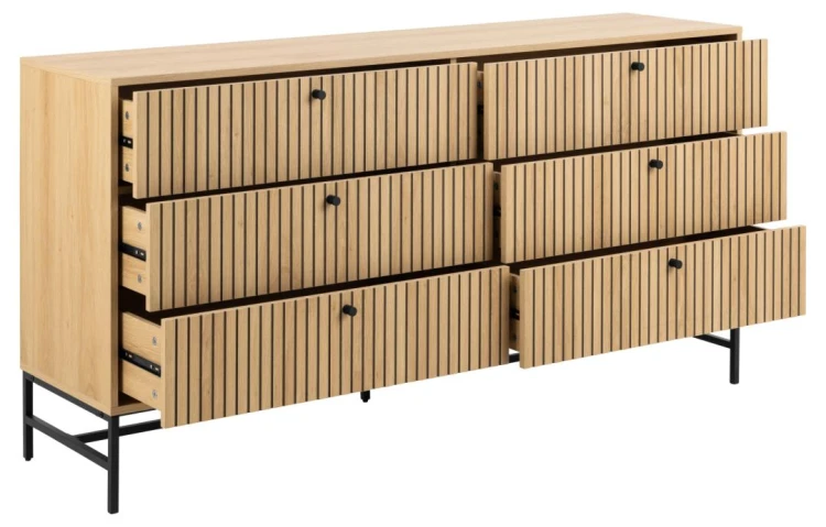 Komoda Albany 6 szuflad dąb 157,9x40x80,4 cm