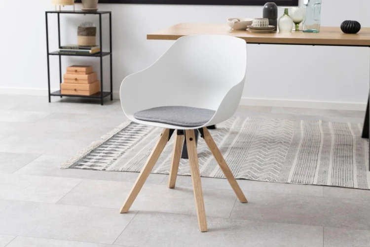 Krzesło Tina białe tapicerowane szare