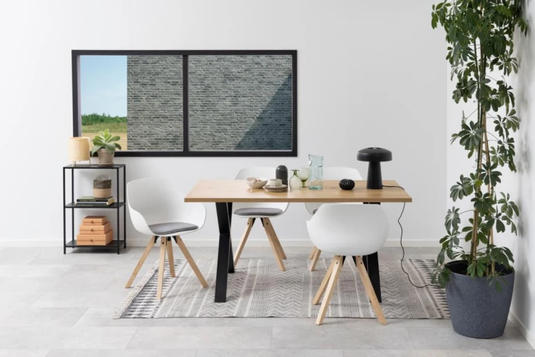 Krzesło Tina białe tapicerowane szare