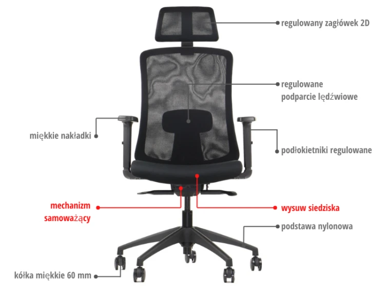 Fotel ergonomiczny MORTON czarny