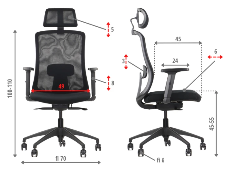 Fotel ergonomiczny MORTON czarny