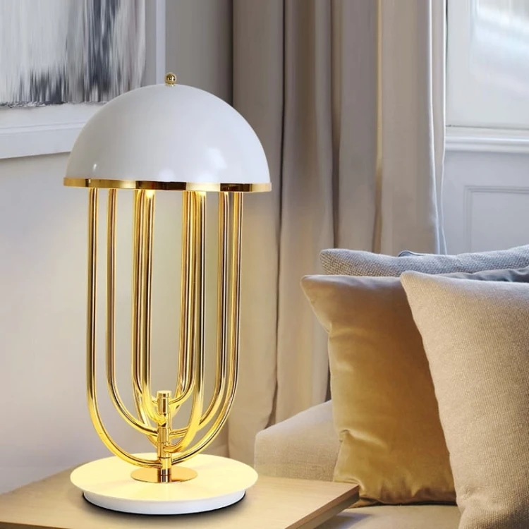 Lampa stołowa BOTTEGA złota - biała