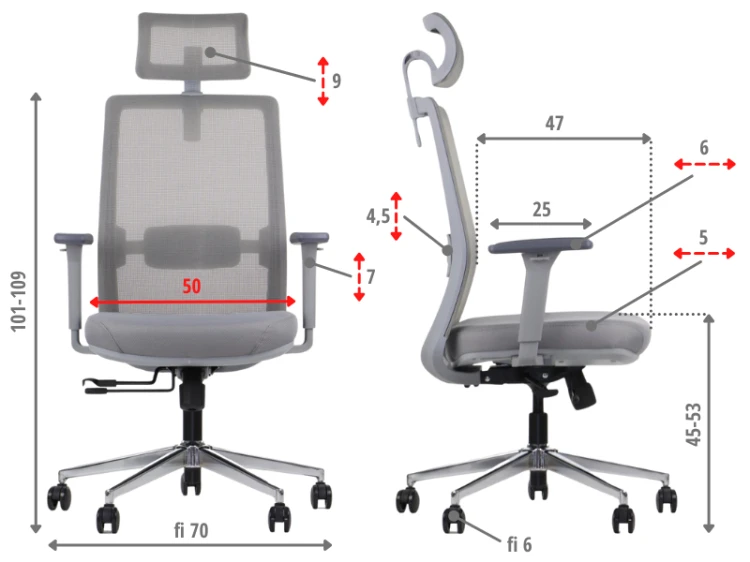 Fotel ergonomiczny CUTLER GF szary