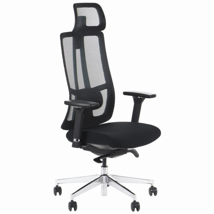 Fotel ergonomiczny AKCENT PLUS czarny mechanizm samoważący podłokietniki 4D