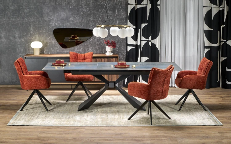 Stół rozkładany LUCIANO niebieski marmur 180 - 230 cm