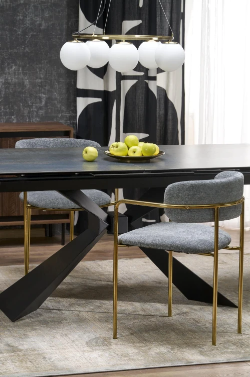 Stół rozkładany LUCIANO niebieski marmur 180 - 230 cm