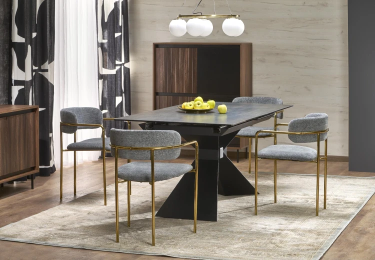 Stół rozkładany LUCIANO niebieski marmur 180 - 230 cm