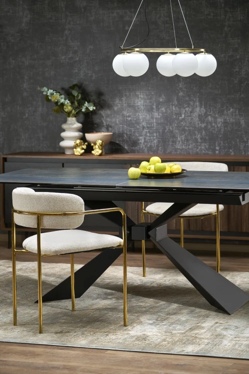 Stół rozkładany LUCIANO niebieski marmur 180 - 230 cm