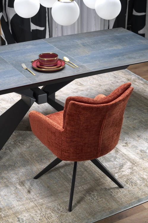 Stół rozkładany LUCIANO niebieski marmur 180 - 230 cm