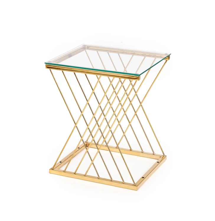 Stolik kawowy NANCY złoty - transparentny 45 cm
