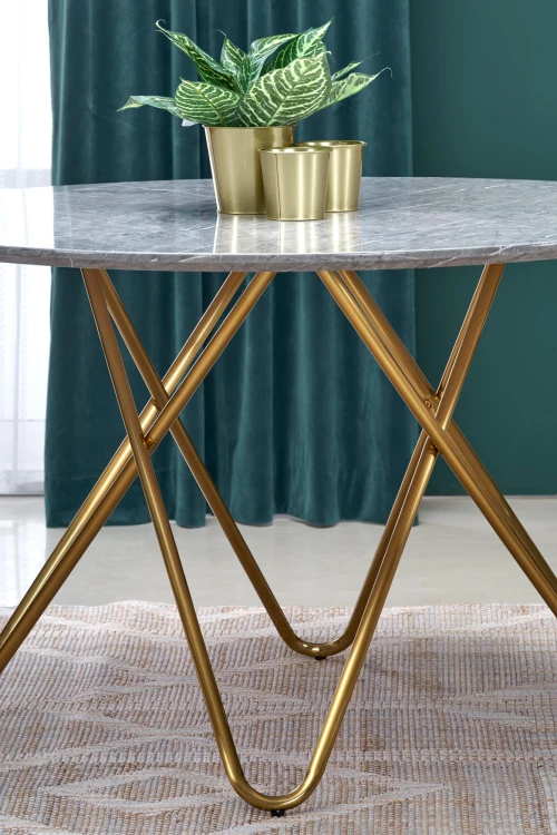 Stół okrągły BONELLO popielaty marmur 120 cm