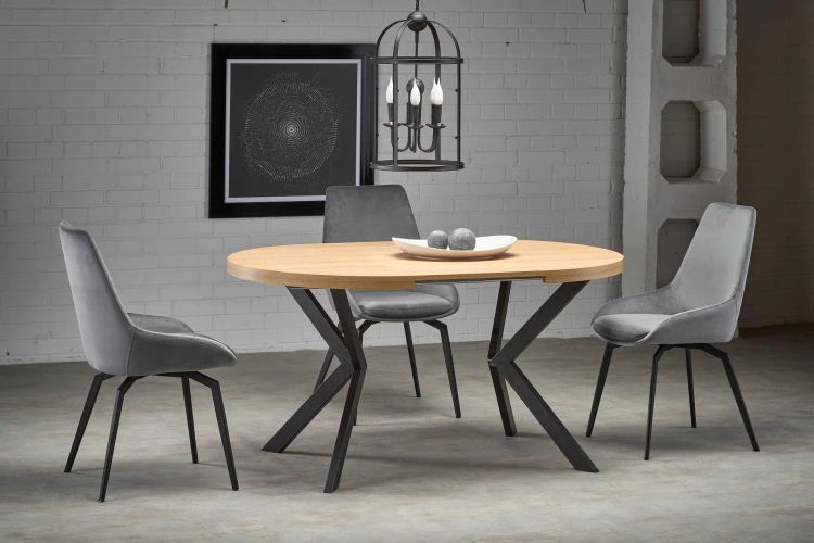 Stół rozkładany PERONI dąb złoty - czarny 100 - 250 cm
