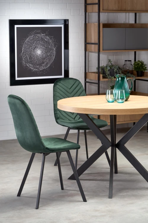 Stół rozkładany PERONI dąb złoty - czarny 100 - 250 cm