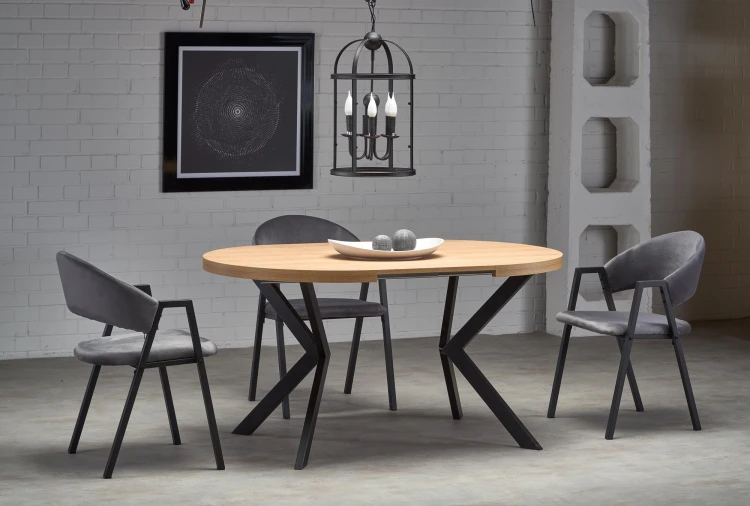 Stół rozkładany PERONI dąb złoty - czarny 100 - 250 cm
