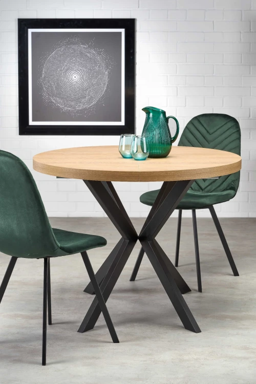 Stół rozkładany PERONI dąb złoty - czarny 100 - 250 cm