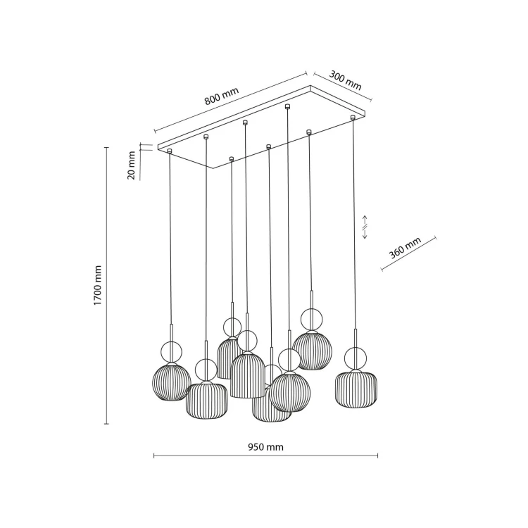Lampa wisząca SOPHIA COGNAC 8XE14