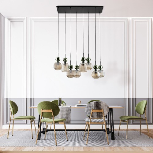 Lampa wisząca SOPHIA GREEN COGNAC 8XE14