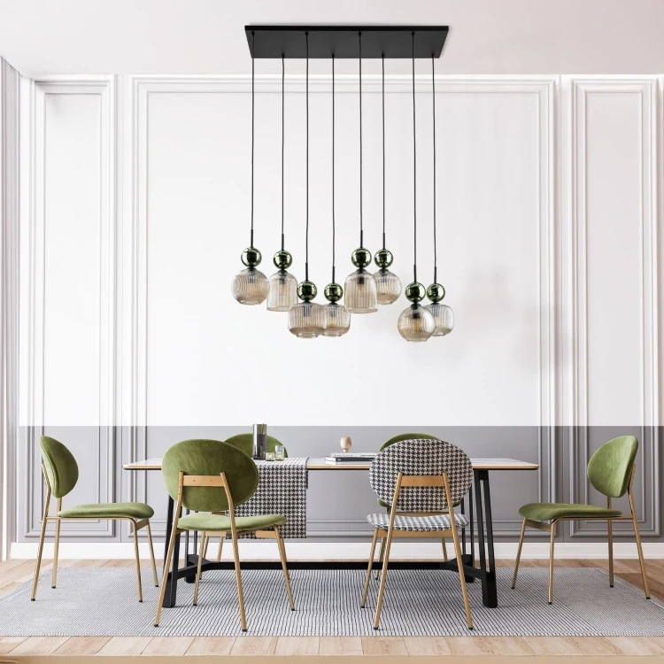 Lampa wisząca SOPHIA GREEN COGNAC 8XE14