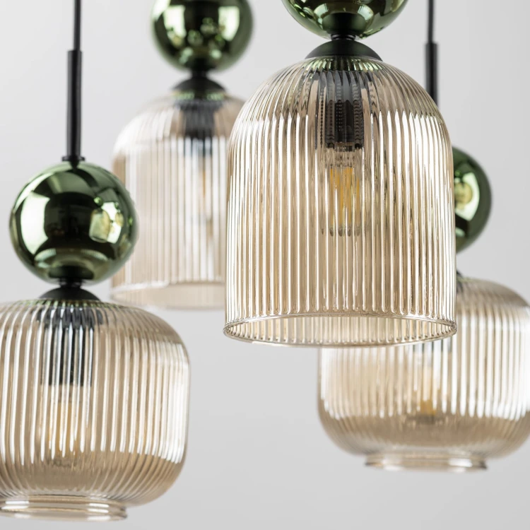 Lampa wisząca SOPHIA GREEN COGNAC 8XE14