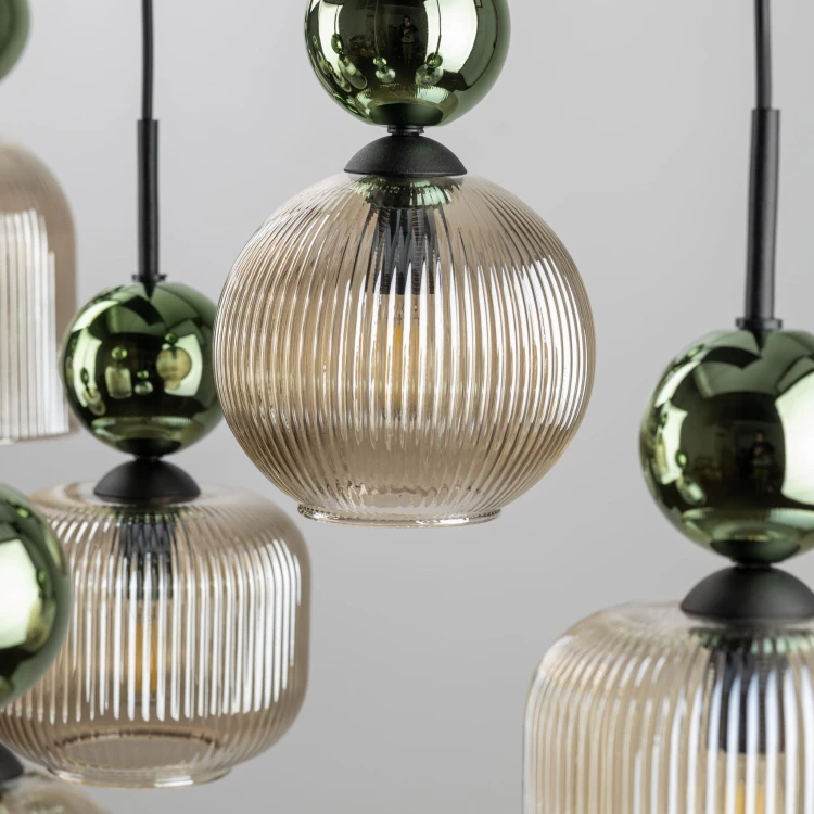 Lampa wisząca SOPHIA GREEN COGNAC 8XE14