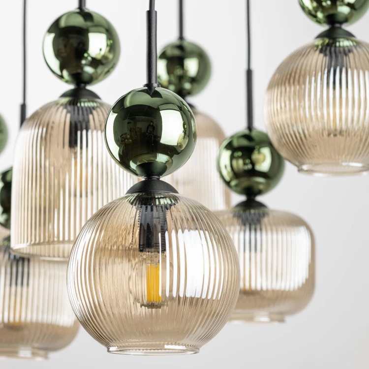 Lampa wisząca SOPHIA GREEN COGNAC 8XE14
