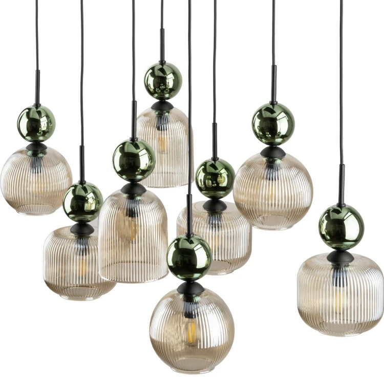 Lampa wisząca SOPHIA GREEN COGNAC 8XE14