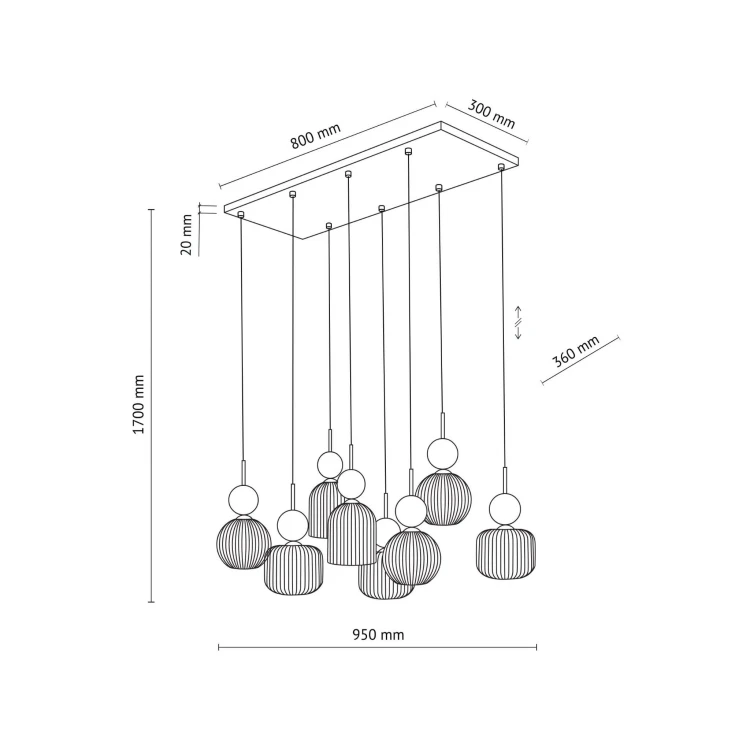 Lampa wisząca SOPHIA GREEN COGNAC 8XE14