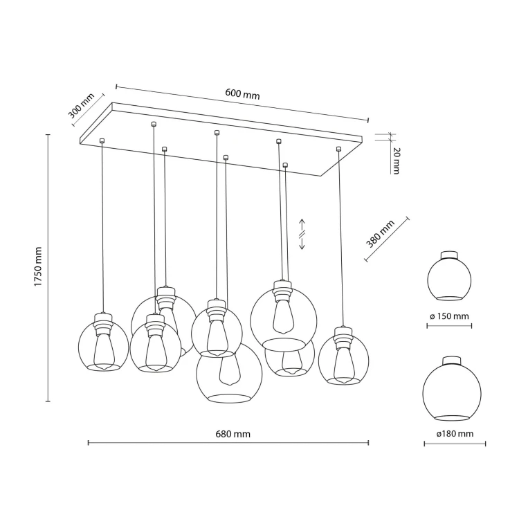 Lampa wisząca CUBUS GRAPHITE 8