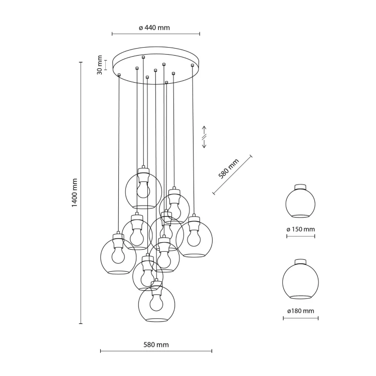 Lampa wisząca koło CUBUS GRAPHITE 9