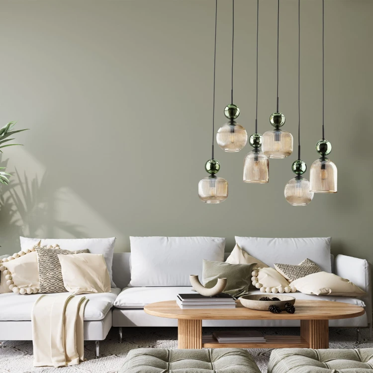 Lampa wisząca SOPHIA GREEN COGNAC 6XE14