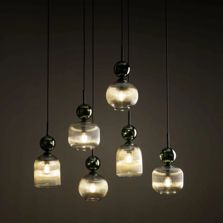 Lampa wisząca SOPHIA GREEN COGNAC 6XE14