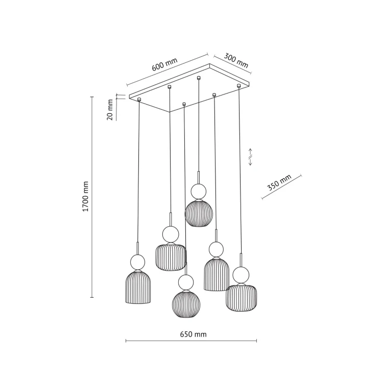 Lampa wisząca SOPHIA COGNAC 6XE14