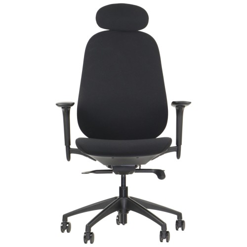 Fotel ergonomiczny LARSTON czarny z wysuw siedziska z zagłówkiem BHP