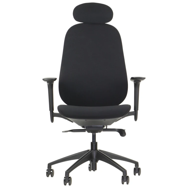 Fotel ergonomiczny LARSTON czarny z wysuw siedziska z zagłówkiem BHP