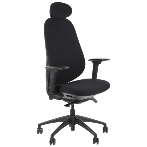 Fotel ergonomiczny LARSTON czarny z wysuw siedziska z zagłówkiem BHP