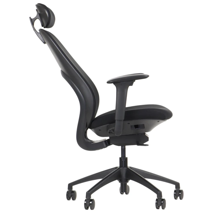 Fotel ergonomiczny LARSTON czarny z wysuw siedziska z zagłówkiem BHP