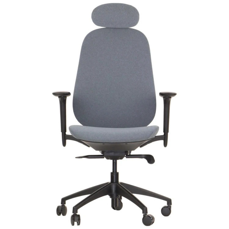 Fotel ergonomiczny LARSTON szary z wysuw siedziska z zagłówkiem BHP