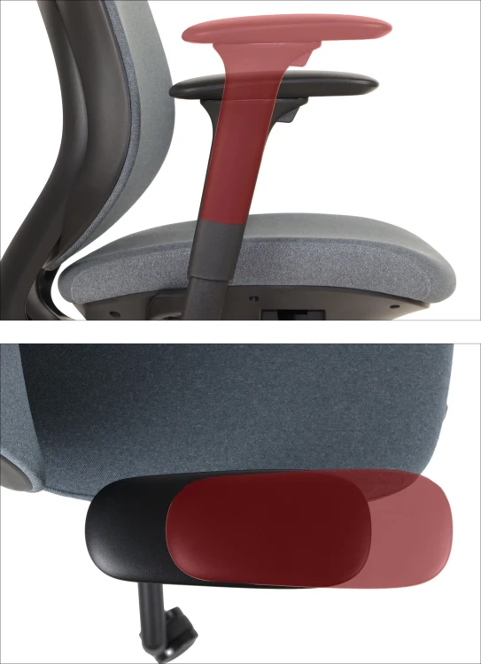 Fotel ergonomiczny LARSTON szary z wysuw siedziska z zagłówkiem BHP