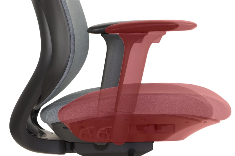 Fotel ergonomiczny LARSTON szary z wysuw siedziska z zagłówkiem BHP