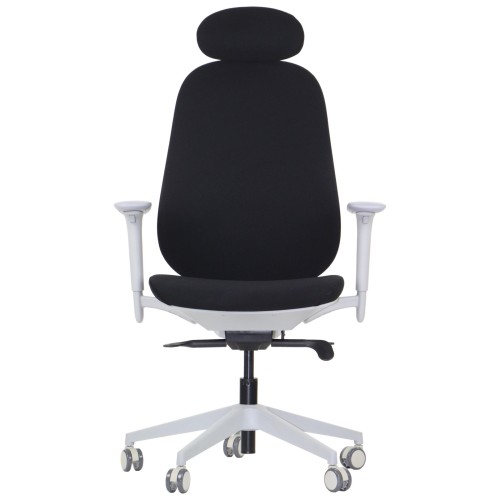 Fotel ergonomiczny LARSTON GF czarny z wysuw siedziska z zagłówkiem BHP