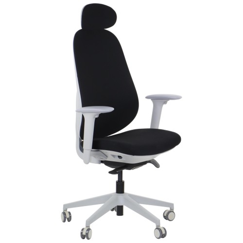 Fotel ergonomiczny LARSTON GF czarny z wysuw siedziska z zagłówkiem BHP