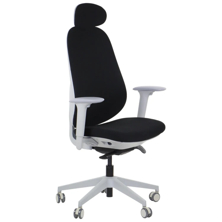 Fotel ergonomiczny LARSTON GF czarny z wysuw siedziska z zagłówkiem BHP