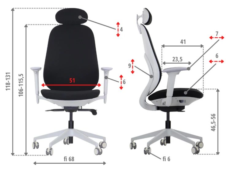 Fotel ergonomiczny LARSTON GF czarny z wysuw siedziska z zagłówkiem BHP